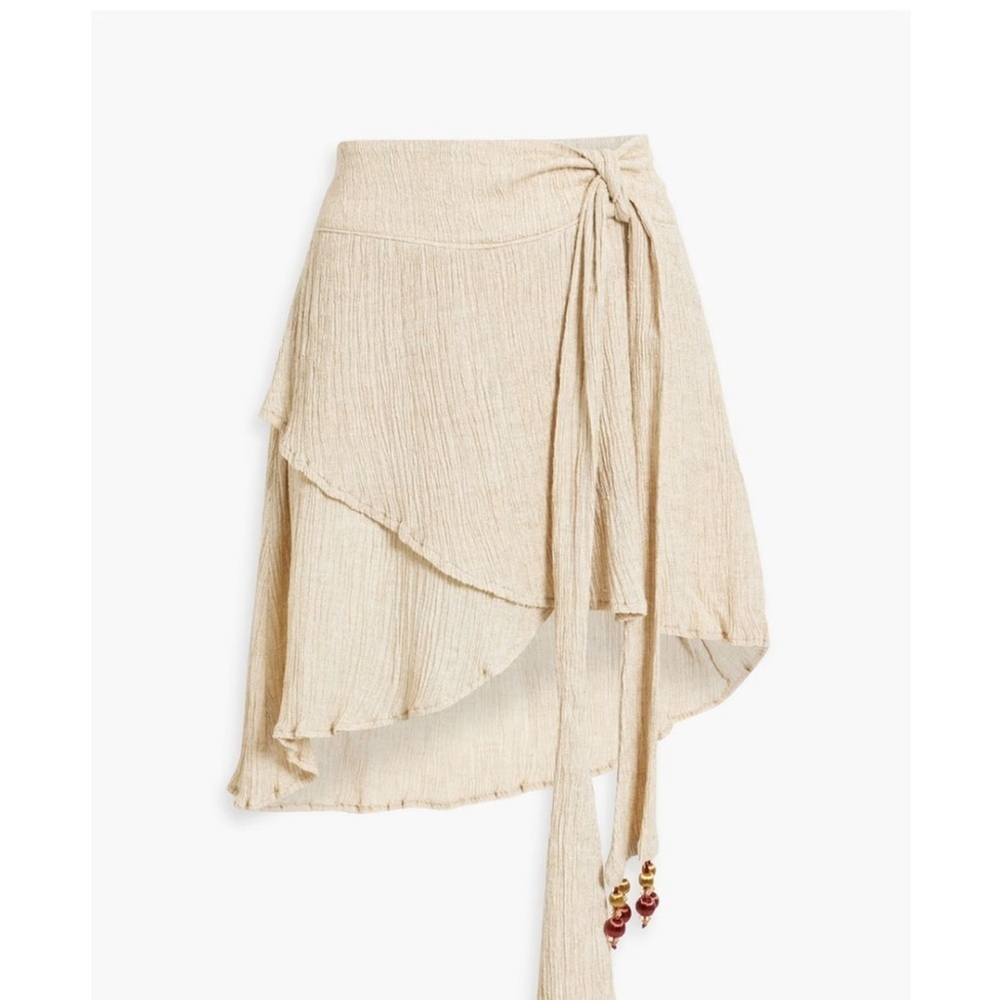 Savannah Morrow wrap-effect crinkled bamboo & silk-blend mini skirt